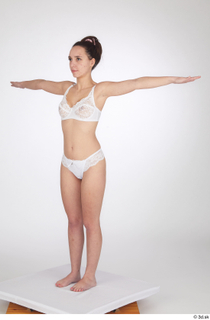 Jessie Clark lingerie standing t-pose underwear white lace bra white…